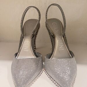 Gianni Bini Glittering Silver Slingback Heels